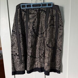 Esprit Black and Beige Medallion Print A-Line Skirt